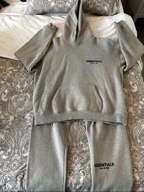 Essentials Gray Sweatshirt Hoodie & Joggers Set
